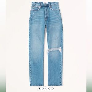 Abercrombie & Fitch Dad High Rise Jeans Ripped Medium Wash 27L